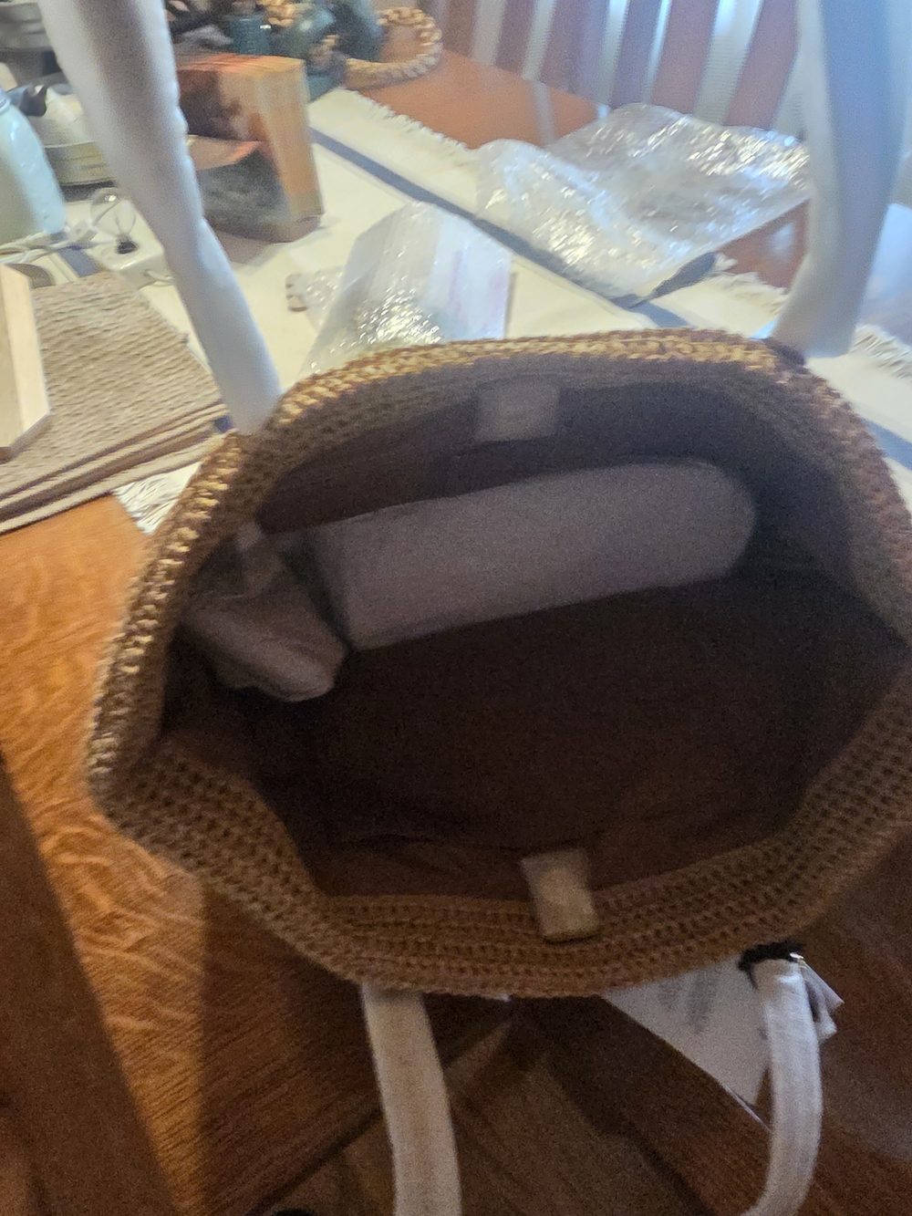 Coach Woven Straw Tote with Brown Leather Trim, NWT! - Picture 4 of 13